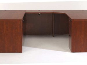 RIGHT BOW-FRONT U DESK WITH CORNER CREDENZA