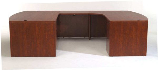 RIGHT BOW-FRONT U DESK WITH CORNER CREDENZA