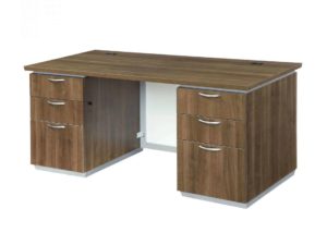 EXECUTIVE DESK WITH WHITE GLASS MODESTY PANEL